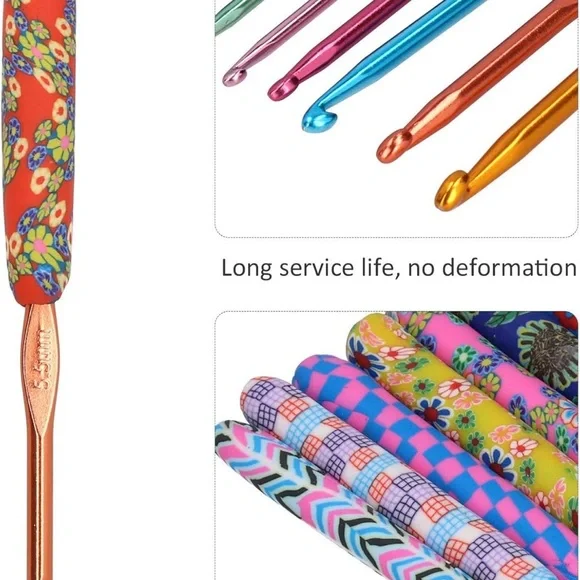 9Pcs Crochet Hook / Knitting Needles Set With Fancy Markings Handle - Picture 4 of 9